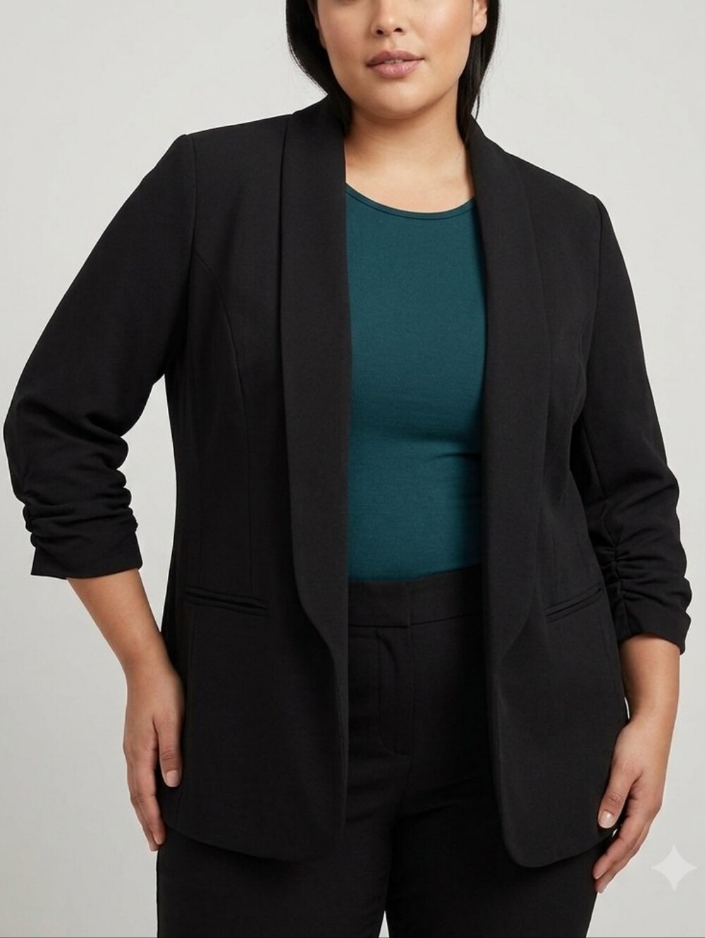 Maurices Black Open Front 3/4 Sleeve Blazer Size 0X